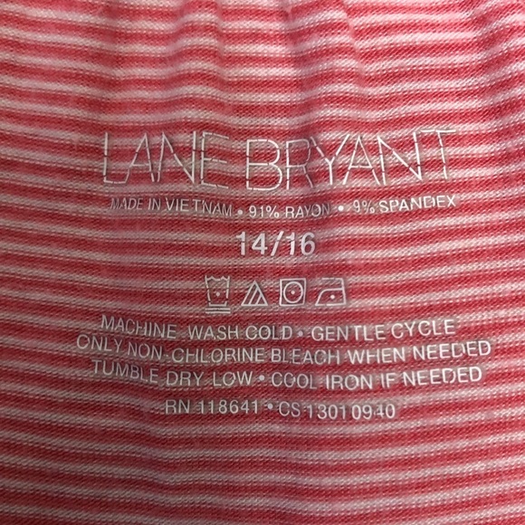 Lane Bryant Striped Popover with Ruffle and Faux Buttons. - Picture 6 of 8